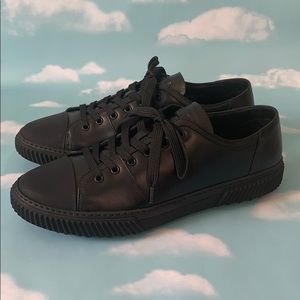 black leather men’s PRADA low top sneakers size 12
